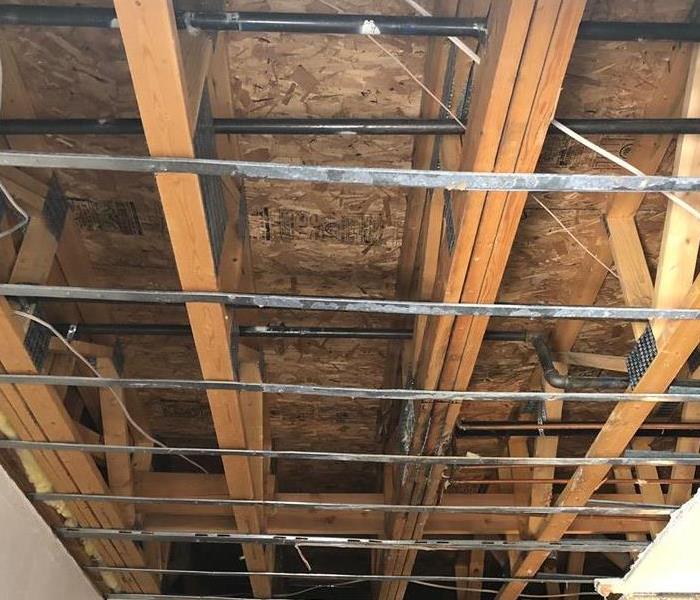 Ceiling drywall removal.