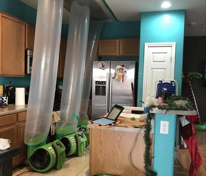 SERVPRO air movers ducted into ceiling 